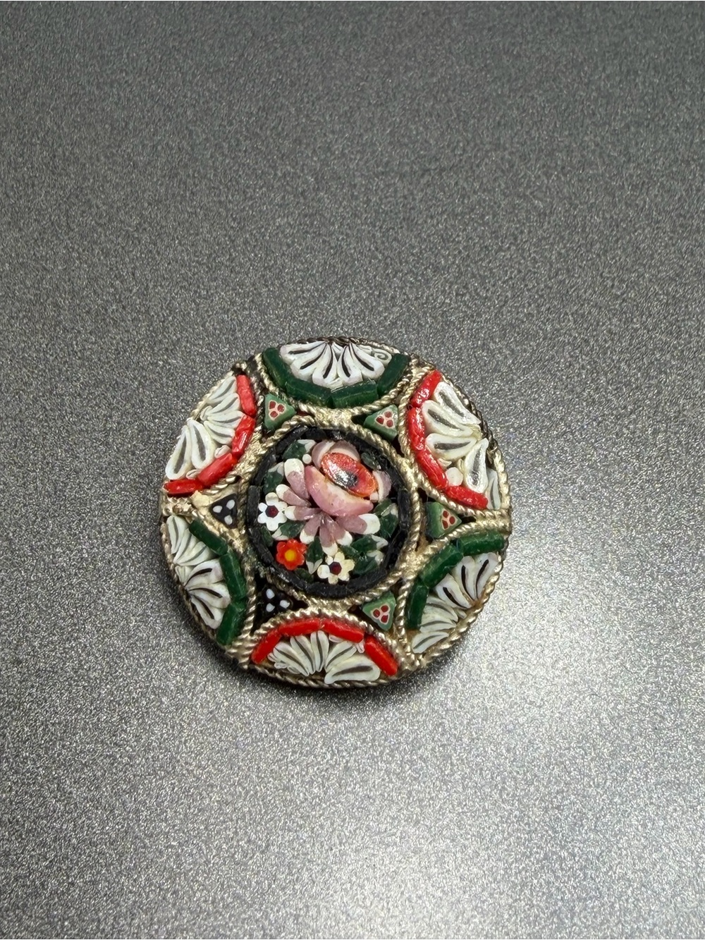 Vintage Micro Mosaic Floral Brooch #30mo